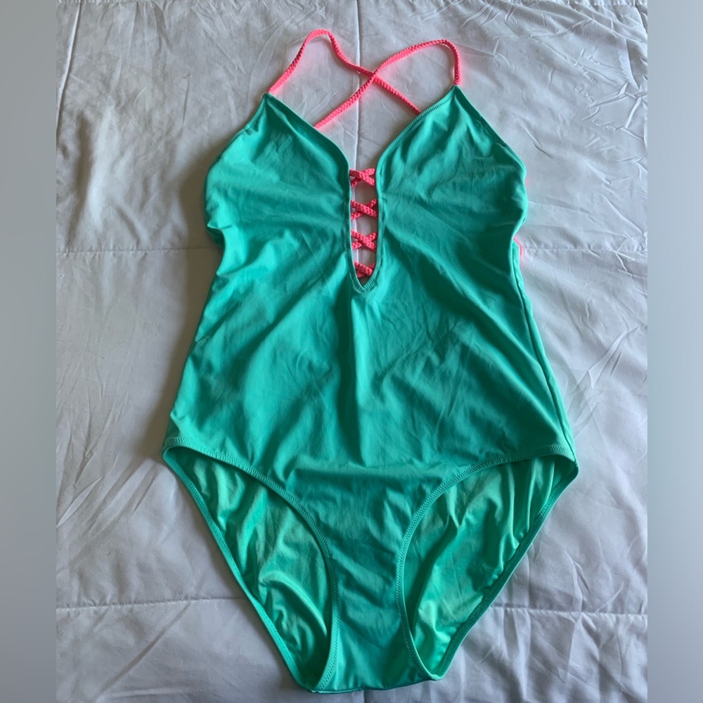 Victoria's Secret Teal and Pink One-Piece Swimsuit